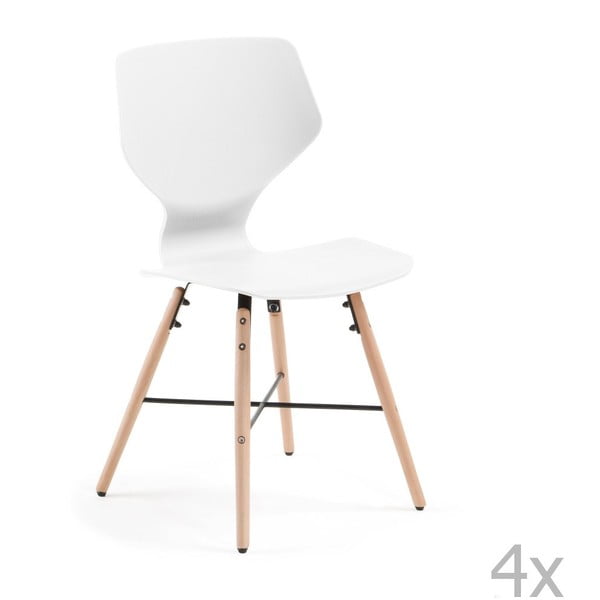 Set 4 scaune cu picioare de lemn La Forma Withey, alb 