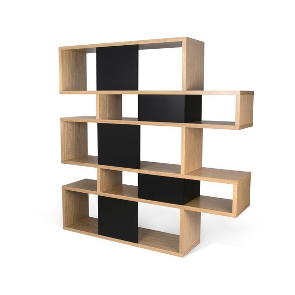 Bibliotecă cu detalii negre mate TemaHome London, 34 x 160 cm, maro-image-1
