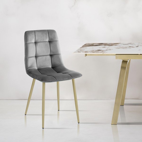 Scaune de dining gri 2 buc. din catifea Faffy – Tomasucci-image-1