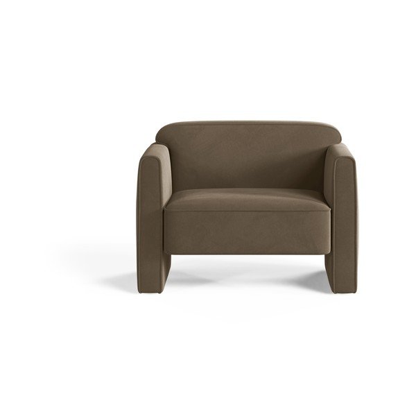 Fotoliu taupe cu tapițerie din catifea Abby – Micadoni -image-1