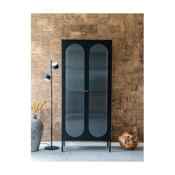 Vitrină neagră din metal 80x180 cm Adelaide – House Nordic-image-3