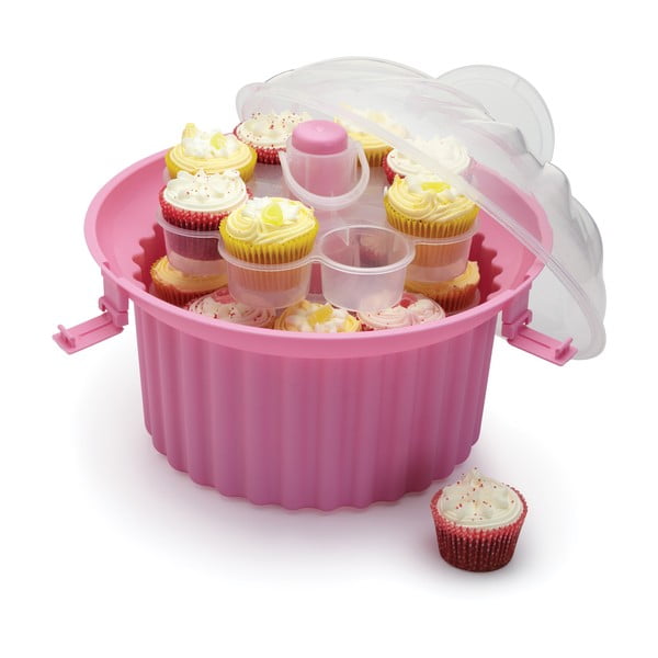Vas portabil cu capac cu 3 etaje pentru brioșe Kitchen Craft Sweetly Does It-image-1