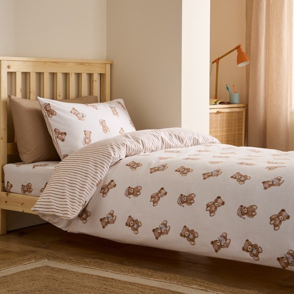 Lenjerie de pat pentru copii crem din flanelă pentru pat de o persoană 120x150 cm Brushed Teddy Bear – Catherine Lansfield-image-4