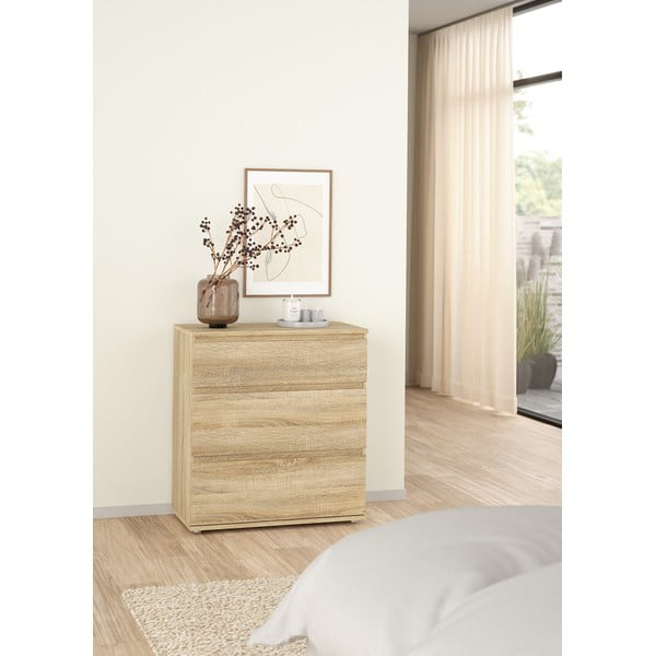 Comodă în culoare naturală joasă cu aspect de lemn de stejar 77x84 cm Nova – Tvilum-image-1