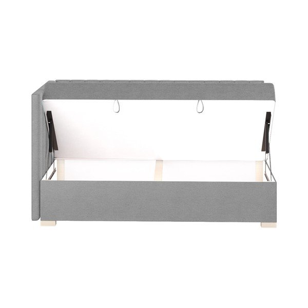 Pat pentru copii  gri pe colț cu spațiu de depozitare cu saltea 90x200 cm Snugi – Ghado-image-4