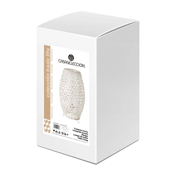 Veioză albă cu abajur din bambus (înălțime 36 cm) – Casa Selección-image-4