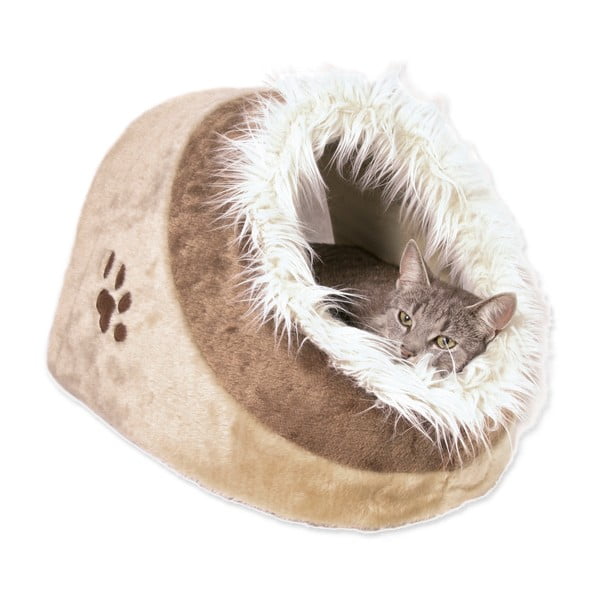 Culcuș pentru animale, bej, pentru pisici, din pluș 35x26 cm Trixie Minou – Plaček Pet Products-image-1