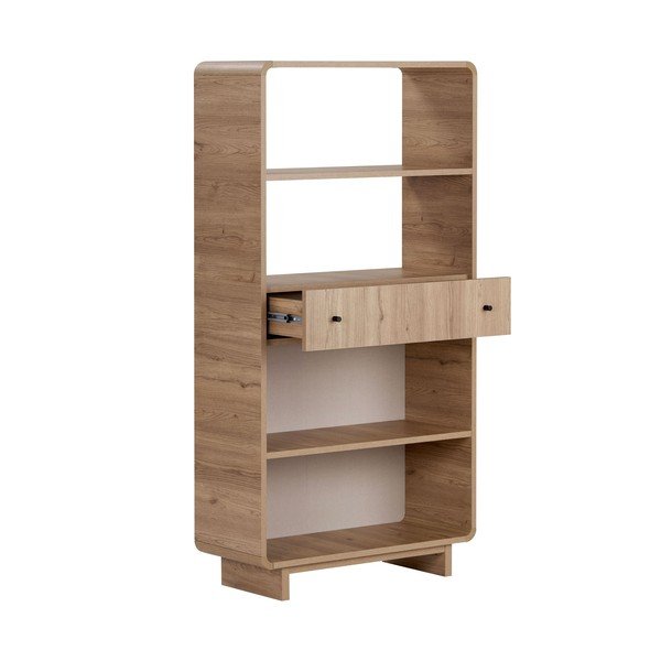 Bibliotecă în culoare naturală deschisă cu aspect de lemn de stejar 78x153x34 cm Senza – Nordure-image-3