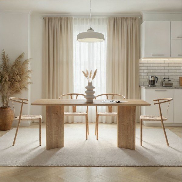 Masă de dining cu aspect de lemn de stejar 90x180 cm Linza – Kalune Design-image-1