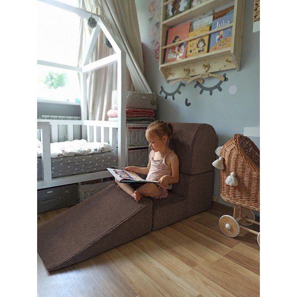 Teren de joacă din spumă maro 3 buc. din catifea reiată înălțime 30 cm 45x143 cm – Meowbaby-image-1