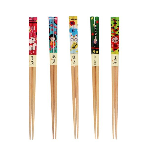 Set de bețe chinezești în culoare naturală din lemn 5 buc. Japanese Heritage – Rex London