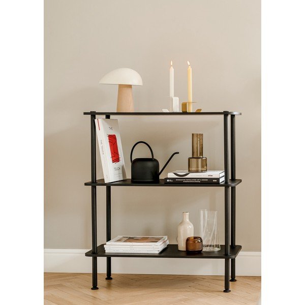 Etajeră neagră cu aspect de lemn de stejar 80x54,5x35 cm Teidi – noo.ma-image-3