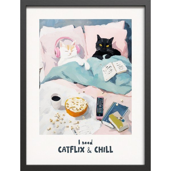 Tablou cu ramă imprimat 30x40 cm Catflix – Styler