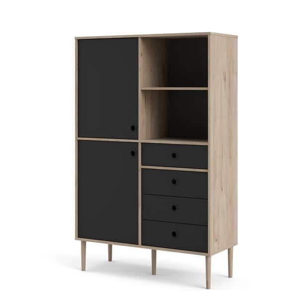 Comodă neagră cu ramă cu aspect de stejar Tvilum Rome, 99x154 cm-image-2