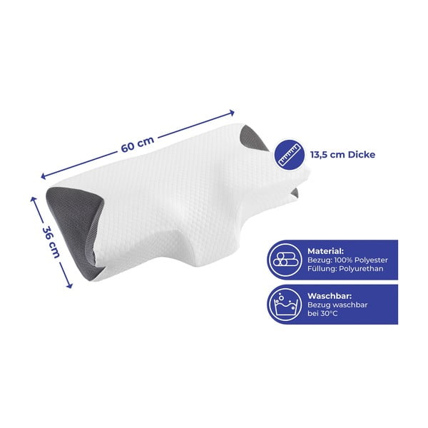 Pernă anatomică cu spumă cu memorie 36x60 cm – Maximex-image-3