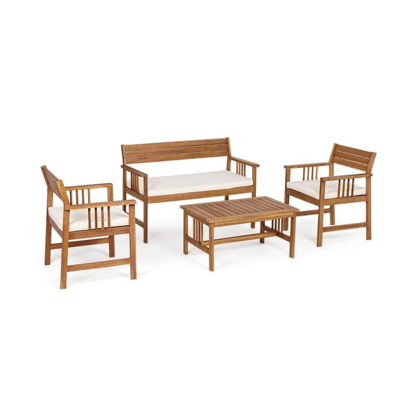 Set mobilier de grădină în culoare naturală închisă din lemn de acacia pentru 4 persoane Noemi   – Bizzotto