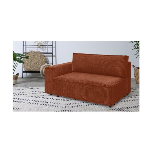 Modul pentru canapea cărămiziu cu tapițerie din catifea reiată  (cu colț pe partea stângă ) Nihad modular – Bobochic Paris-image-1