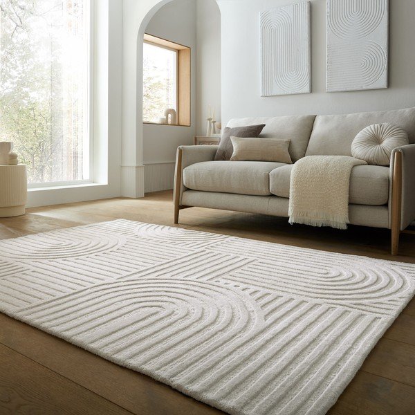 Covor fildeș țesut manual din lână 200x290 cm Zen Garden – Flair Rugs-image-1