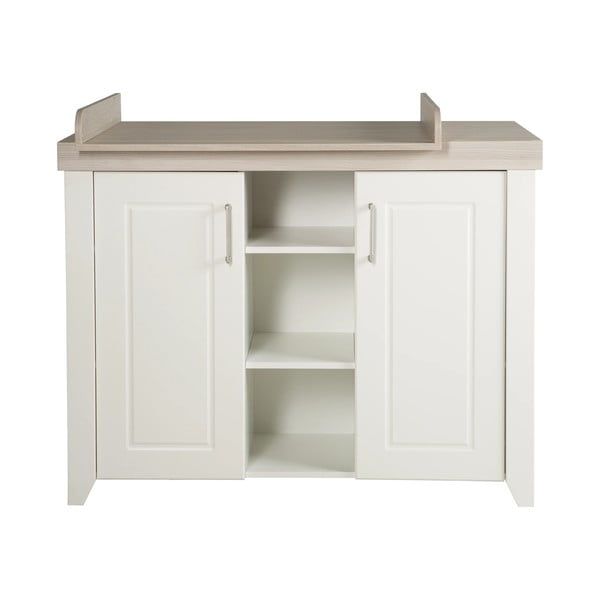 Comodă de copii albă joasă cu aspect de lemn de ulm cu masă de schimbat 120x98 cm Felicia – Roba-image-2