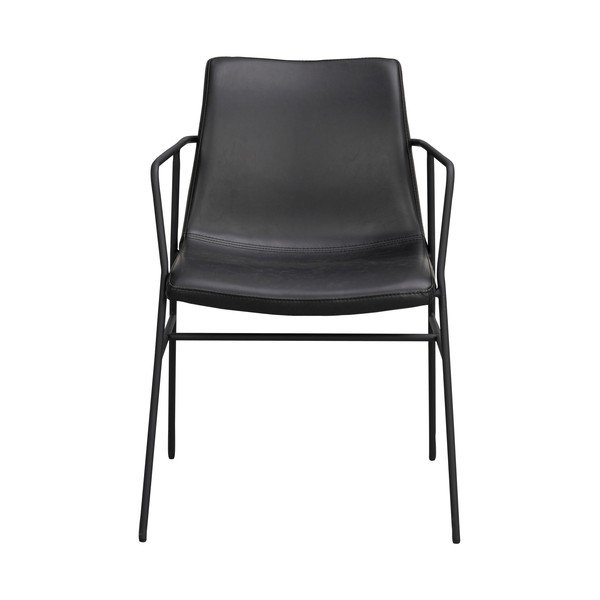 Scaun de dining cu tapițerie din imitație de piele Rowico Huntingbay, negru-image-3