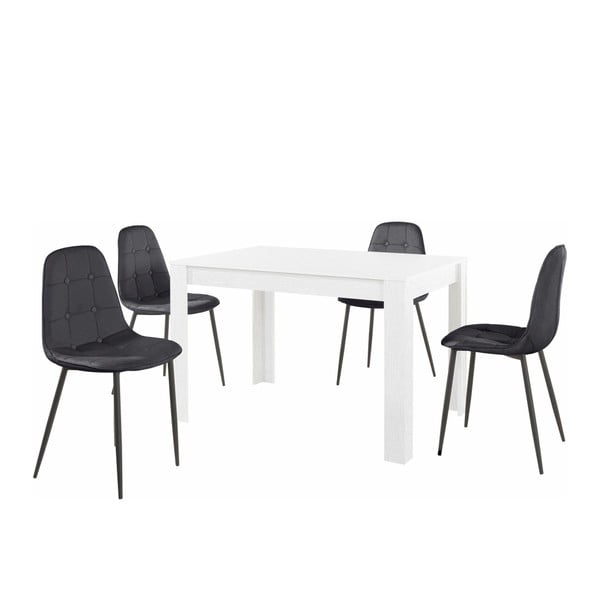 Set masă cu 4 scaune Støraa Lori Lamar, negru