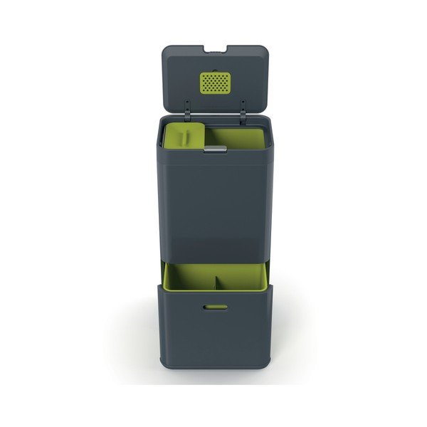 Coș pentru deșeuri reciclabile Joseph Joseph IntelligentWaste Totem 60, gri-image-2