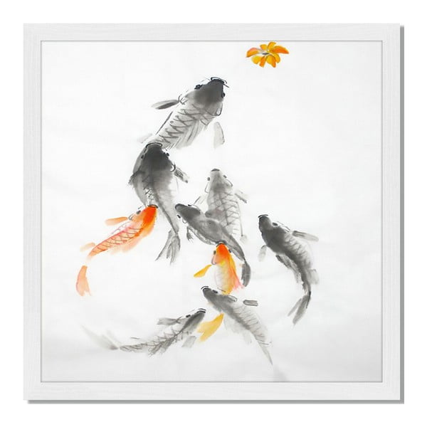 Tablou înrămat Liv Corday Asian Koi Fishes, 40 x 40 cm