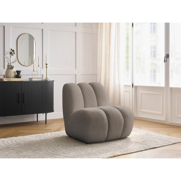 Fotoliu taupe cu tapițerie din țesătură bouclé Janissaire – Bobochic Paris-image-1