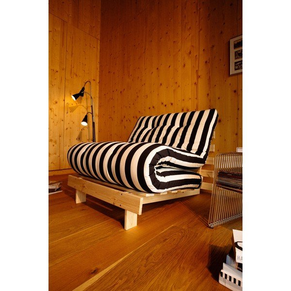 Fotoliu alb-negru extensibil de tip futon/din lemn Roots – Karup-image-3