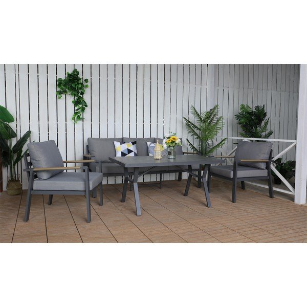 Set mobilier de grădină gri închis din aluminiu pentru 5 persoane Sibiu – Rojaplast-image-1