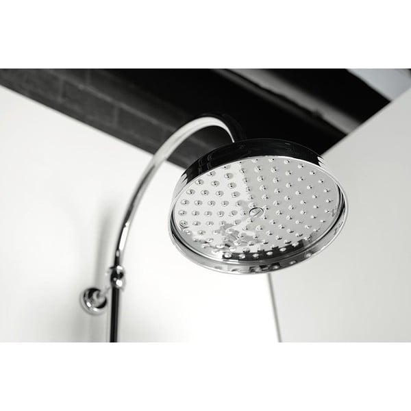 Set de duș argintiu lucios din alamă 142 cm cu robinet termostatic cu duș suspendat/cu duș de mână Antea – Sapho-image-3