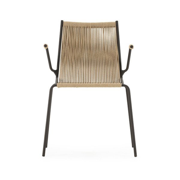 Scaune de dining bej cu cotiere/stivuibile 2 buc. din metal Emily – Marckeric-image-4