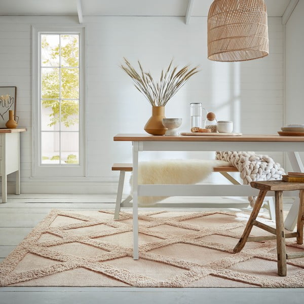 Covor bej din bumbac 120x170 cm Tessa Diamond – Flair Rugs-image-1