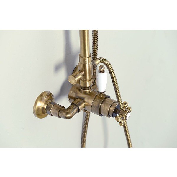 Set de duș în culoarea bronzului din alamă 142 cm cu robinet termostatic cu duș suspendat/cu duș de mână Antea – Sapho-image-1