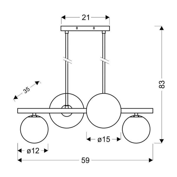 Lustră neagră cu abajur din sticlă 25x59 cm Kama – Candellux Lighting-image-2