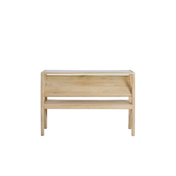 Masă consolă în culoare naturală deschisă cu blat din sticlă 41x119 cm Yuki – Light & Living-image-2
