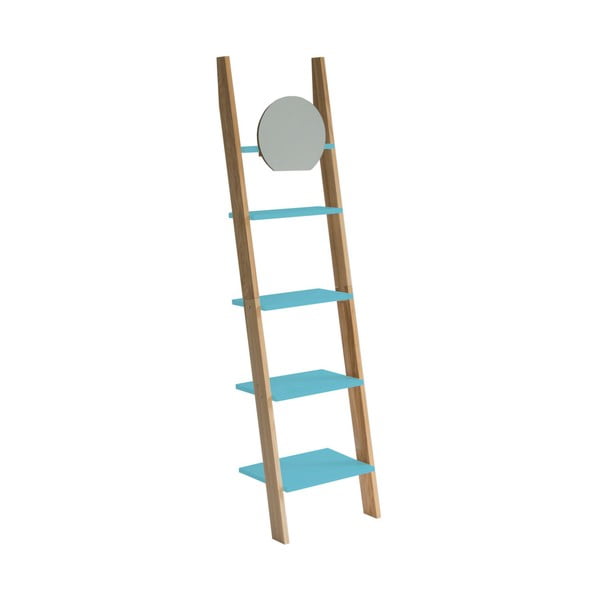 Etajeră cu suport din lemn și oglindă Ragaba Ashme Ladder, turcoaz închis