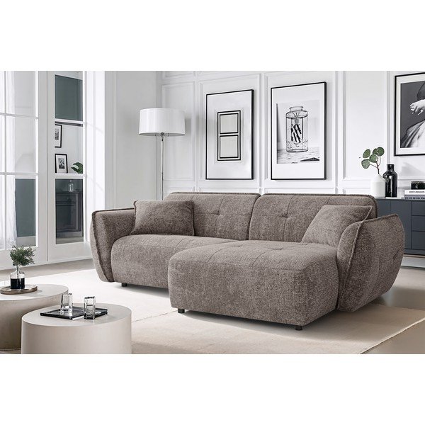 Colțar taupe cu tapițerie din chenille (cu colț pe partea dreaptă/cu șezlong) Nelia – Ropez-image-1