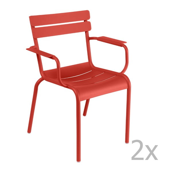 Set 2 scaune cu mânere Fermob Luxembourg, rosu portocaliu