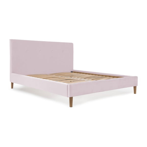 Pat cu picioare culoare naturală Vivonita Kent, 140 x 200 cm, roz-image-4