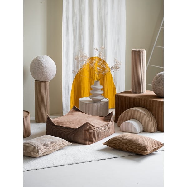 Fotoliu puf pentru copii maro cu tapițerie din catifea reiată Square – Wigiwama-image-3