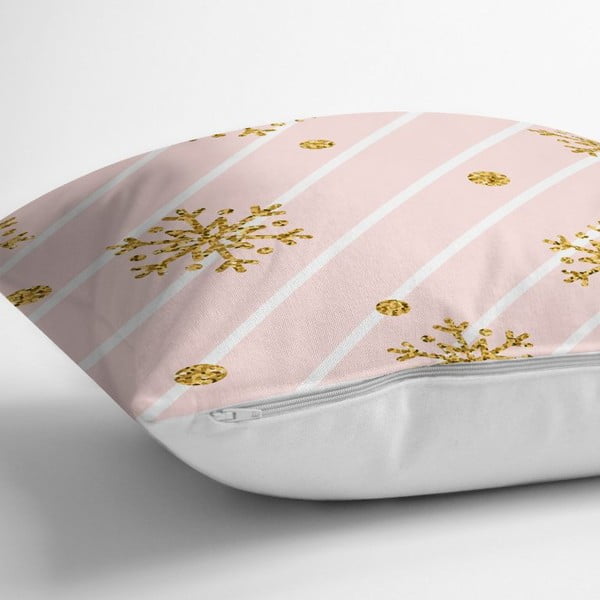 Față de pernă cu model de Crăciun Minimalist Cushion Covers Gold Snowflakes, 42 x 42 cm-image-1