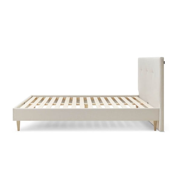 Pat matrimonial 160x200 cm bej tapițat cu somieră Tory – Bobochic Paris-image-2