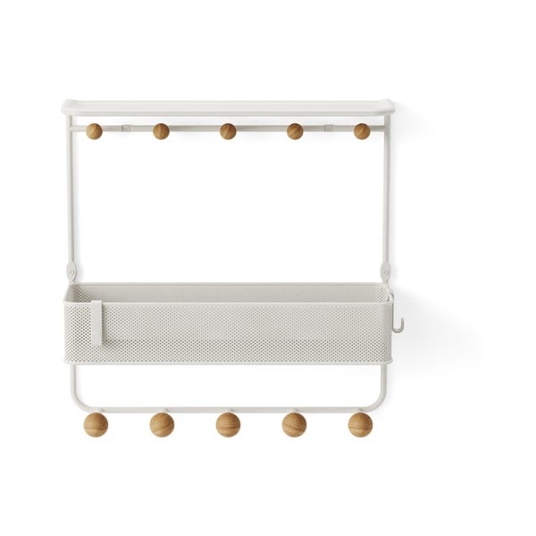 Cuier de perete alb/în culoare naturală cu raft din metal Estique – Umbra-image-4