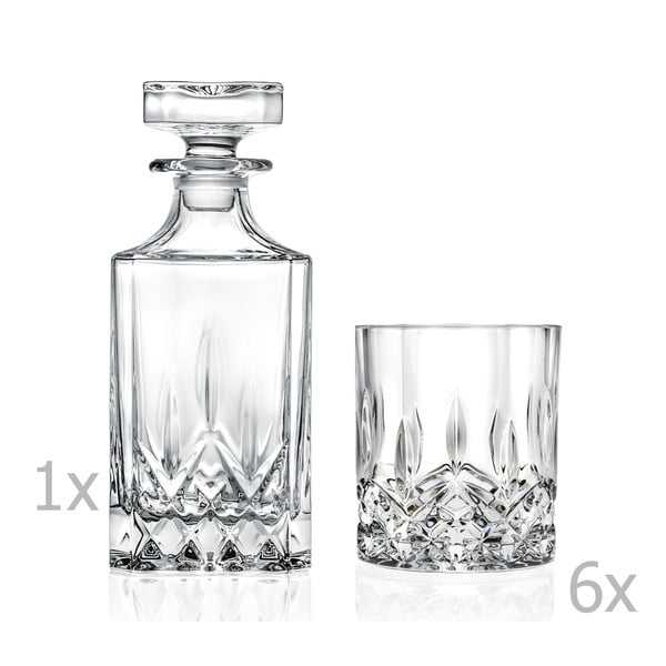Set sticlă pentru băuturi spirtoase și 6 pahare RCR Cristalleria Italiana Ludovica