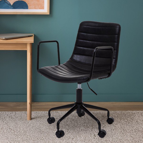 Scaun de birou negru din imitație de piele Forbes – Premier Housewares-image-4