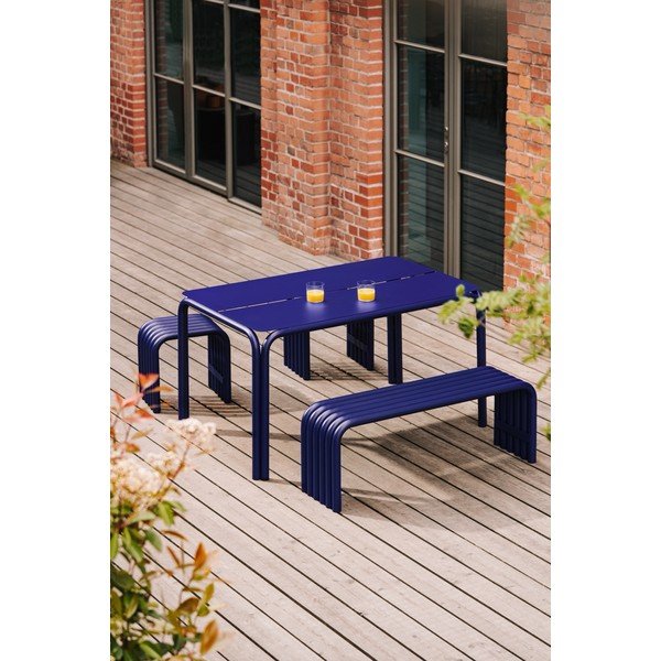 Bancă de grădină albastră din metal Nokk – noo.ma-image-3