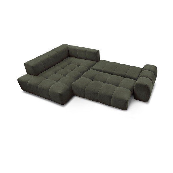 Colțar verde extensibil/cu spațiu de depozitare cu tapițerie din chenille (cu colț pe partea stângă/în formă de ”L”) Everest – Bobochic Paris-image-4