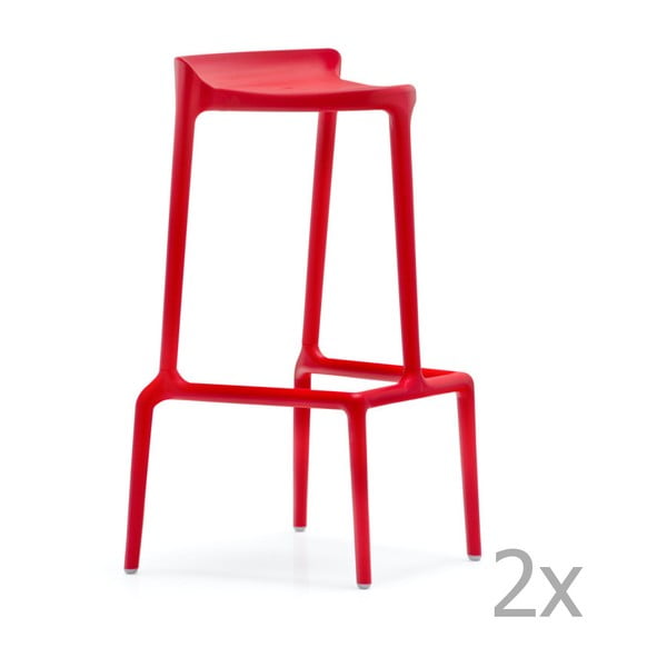 Set 2 scaune de bar Pedrali Happy, roșu