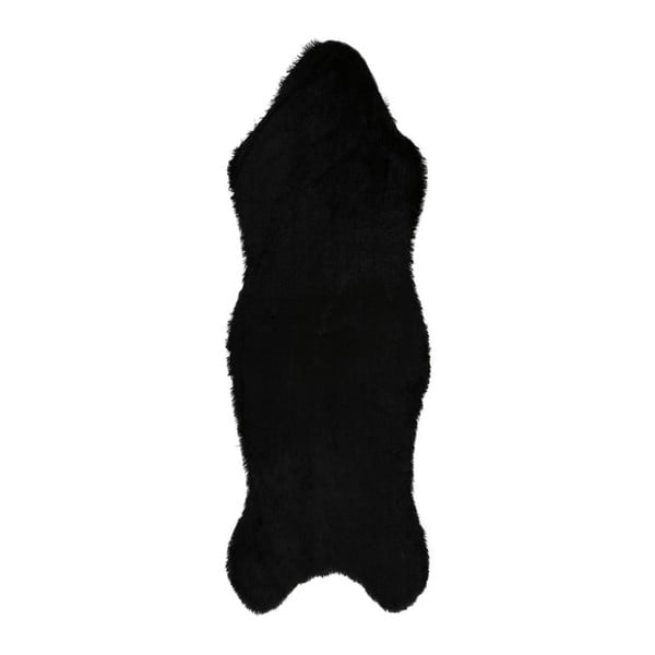 Traversă din blană artificială Pelus Black, 75 x 200 cm, negru